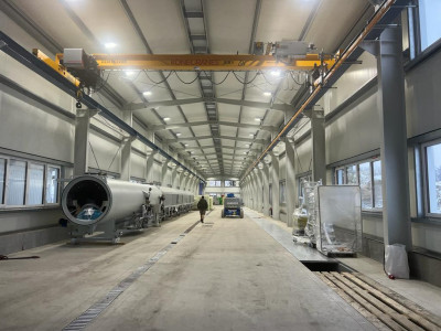 Stavba nové výrobní haly pro výrobu PE potrubí od 315 mm do 1200 mm