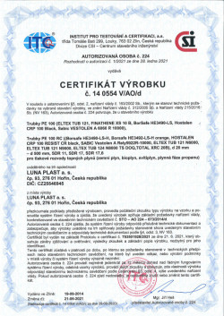 Trubky PE100 - Certifikát